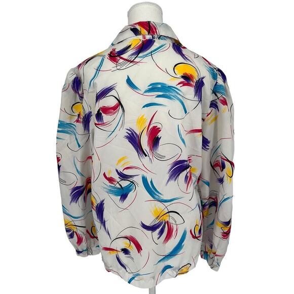 Vintage 90’s Rhoda Lee Blouse Button Down Paintbrush Pink Purple 16 - Picture 5 of 9